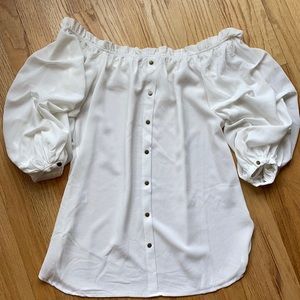 Ivory shear off the shoulder blouse